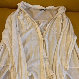 BDG oversize white linen button-up